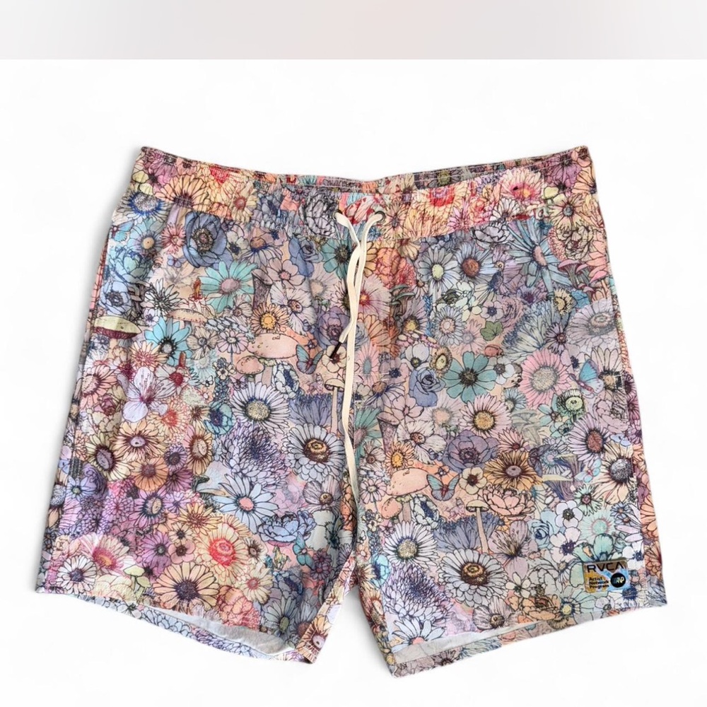RVCA Pastel Floral Print Men’s Shorts in Pink, Blue, Purple and Cream